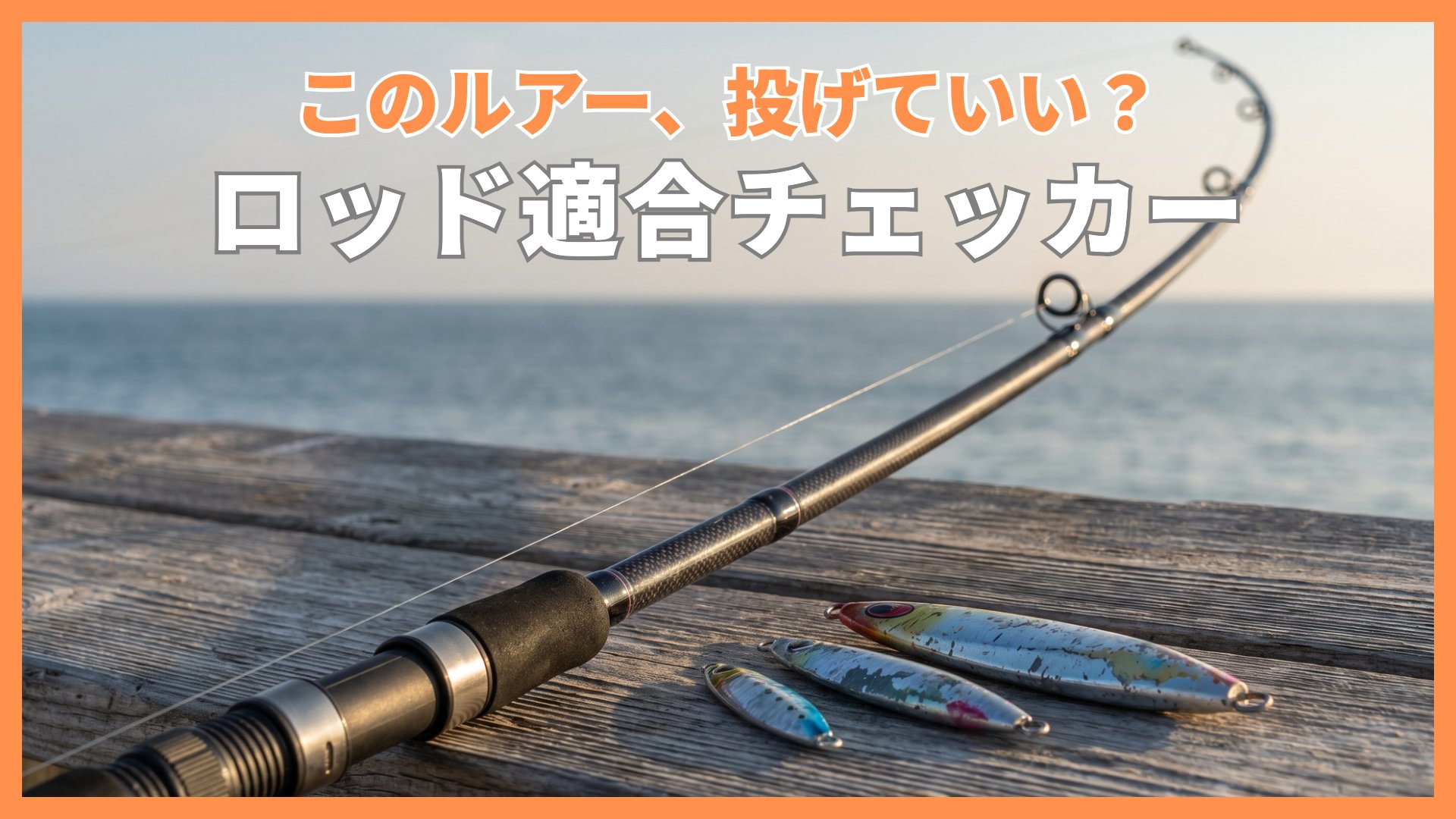 負荷で曲がった釣り竿とサイズ違いのメタルジグ